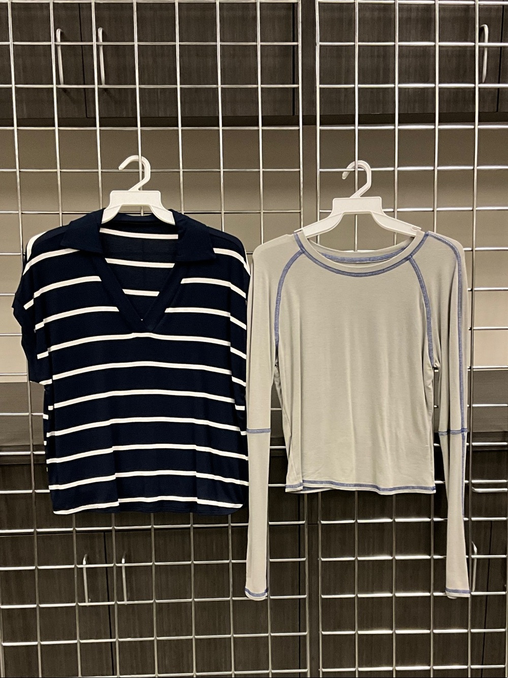 Teen Girls’ 2 pc Top Bundle – Navy Striped Polo & Gray Contrast Stitch